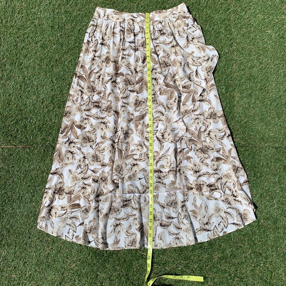 NEW! J. Jill Neutral Color Floral with Center Crossover Flowy Skirt - Picture 5 of 8